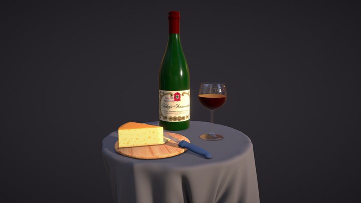 Glass of wine 3D Model