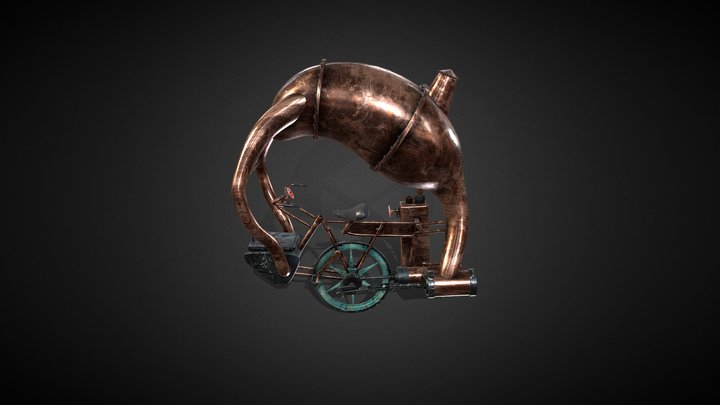 Q: 1829 The Steam Mono Wheel 3D Model