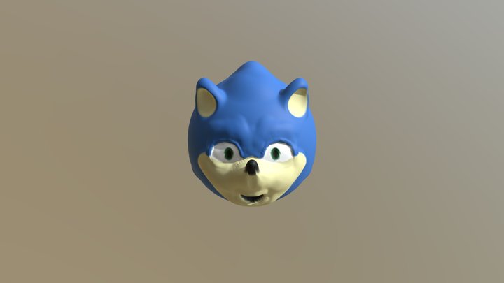 Accurate Sonic Movie Head 3D Model