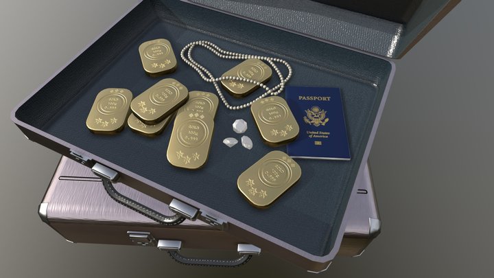 Metal suitcase heist loot 3D Model