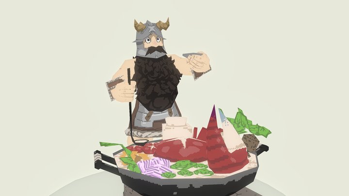 Senshi - Dungeon Meshi - Low Poly Pixel Art 3D Model