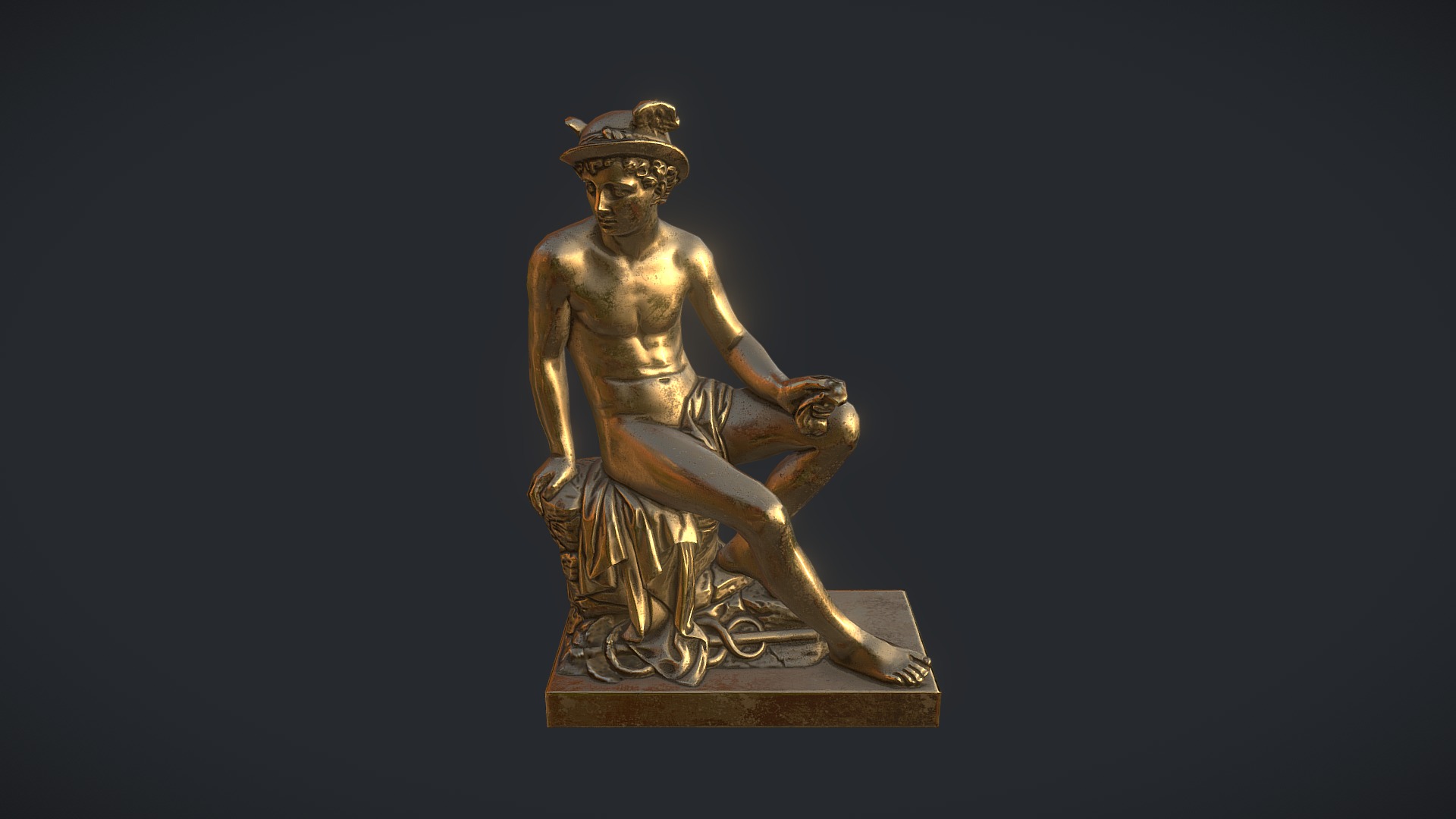 3D model Sculpture of Mercury - This is a 3D model of the Sculpture of Mercury. The 3D model is about a statue of a person with a hat and a sword.