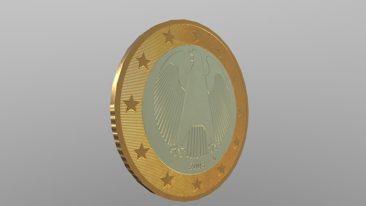 Just a €1 coin 3D Model