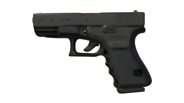 Handgun with textured grip 3D Model