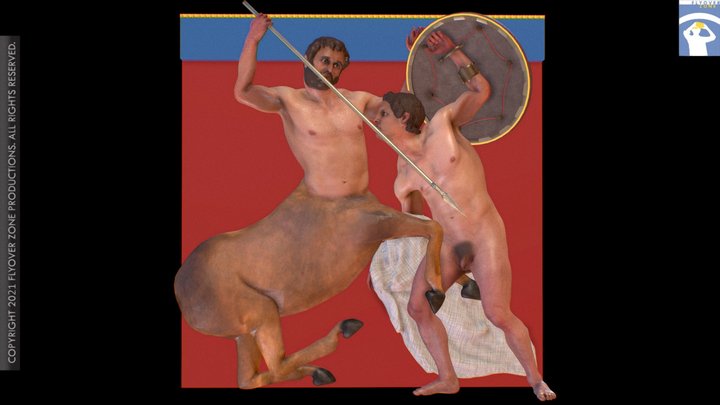 3D rendering of Metope South 11 Restored (Parthenon)