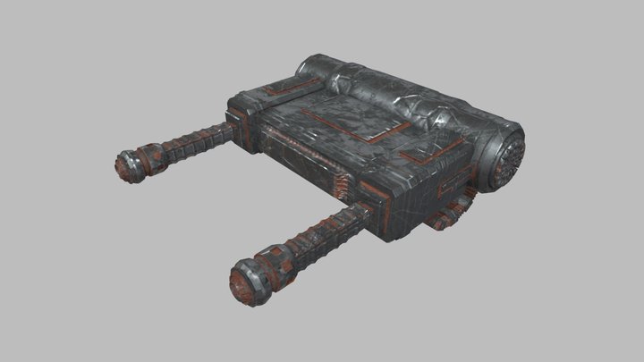 Dented, Rusted Gun Turret: BOSS VER 3D Model