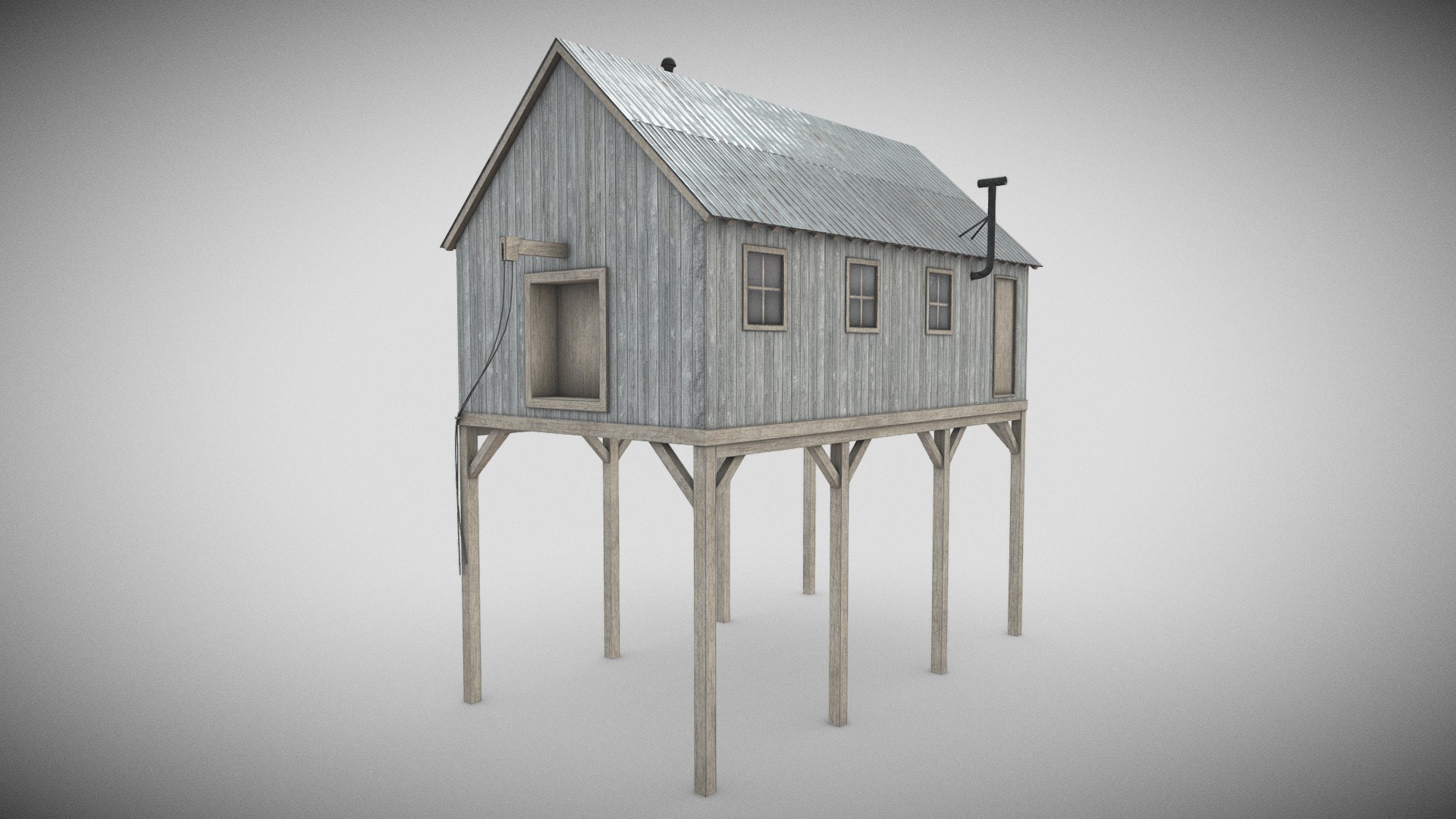 3D model Suspended Barn - This is a 3D model of the Suspended Barn. The 3D model is about a small wooden house.