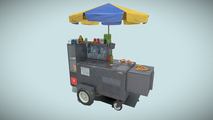 Hot Dog Cart 3D Model