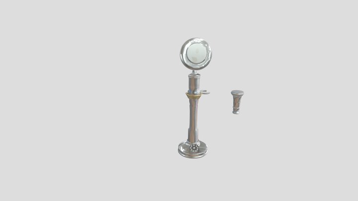Candlestick Phone - Silver and Gold 3D Model