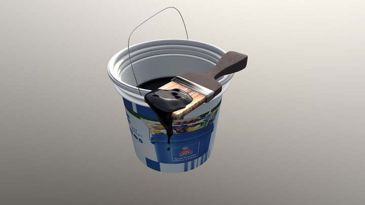 Painting brush with a bucket 3D Model