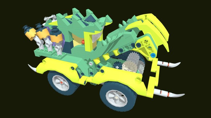 Gator from Car eats Car with opened jaws LEGO 3D Model