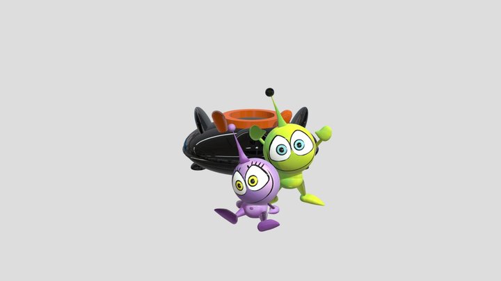2 aliens and the girl's spaceship by: Vegan Pete 3D Model