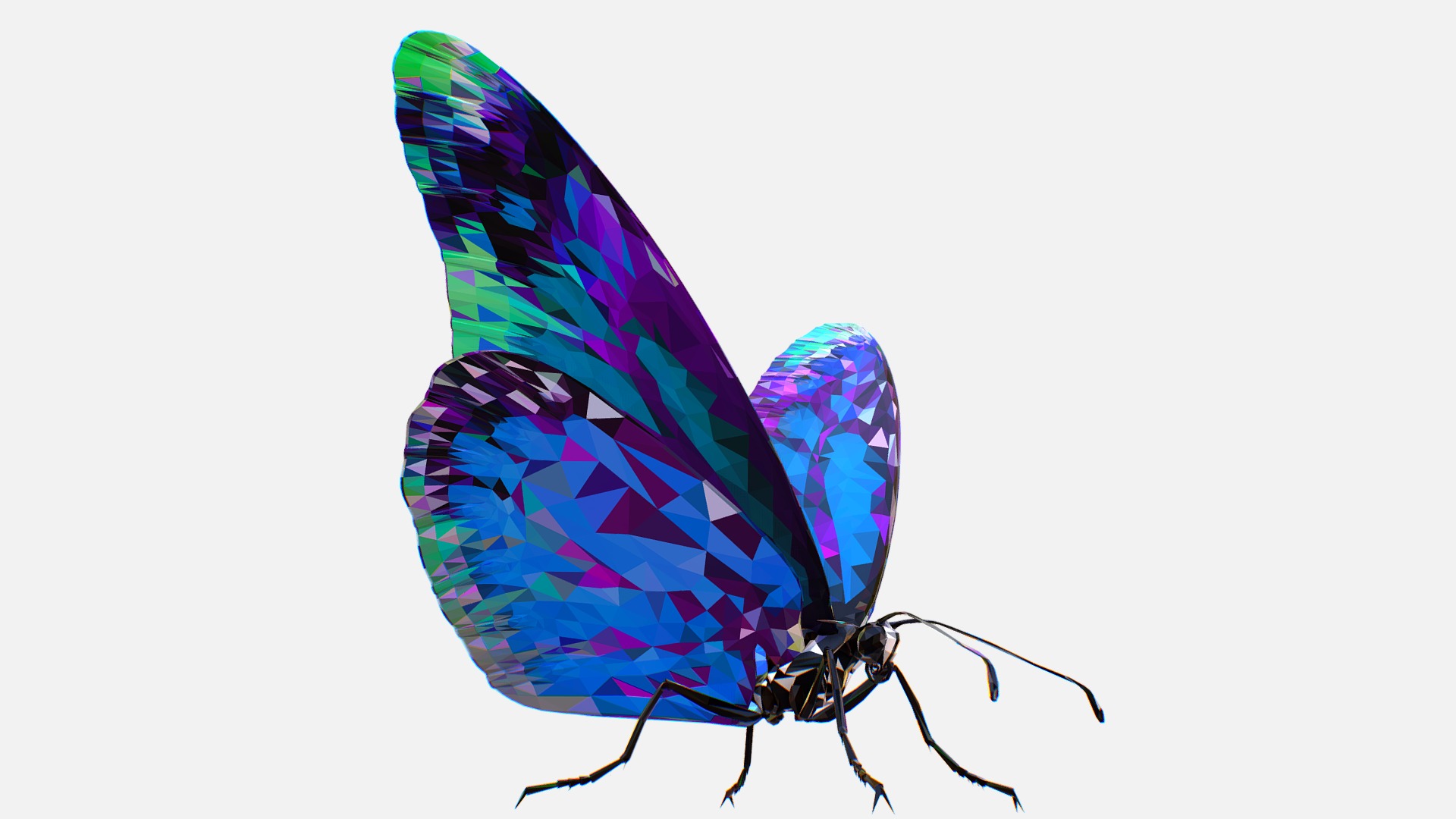 3D model Batterfly Blue  Low Polygon Art Insect - This is a 3D model of the Batterfly Blue  Low Polygon Art Insect. The 3D model is about shape.
