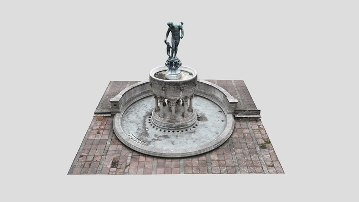 Fountain with Statue - Ludo-Mayer-Brunnen 3D Model