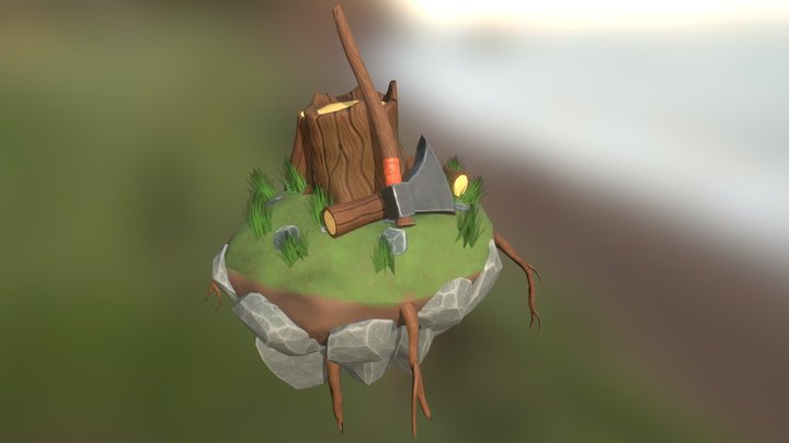 Stylized Floating Island Environment 3D Model