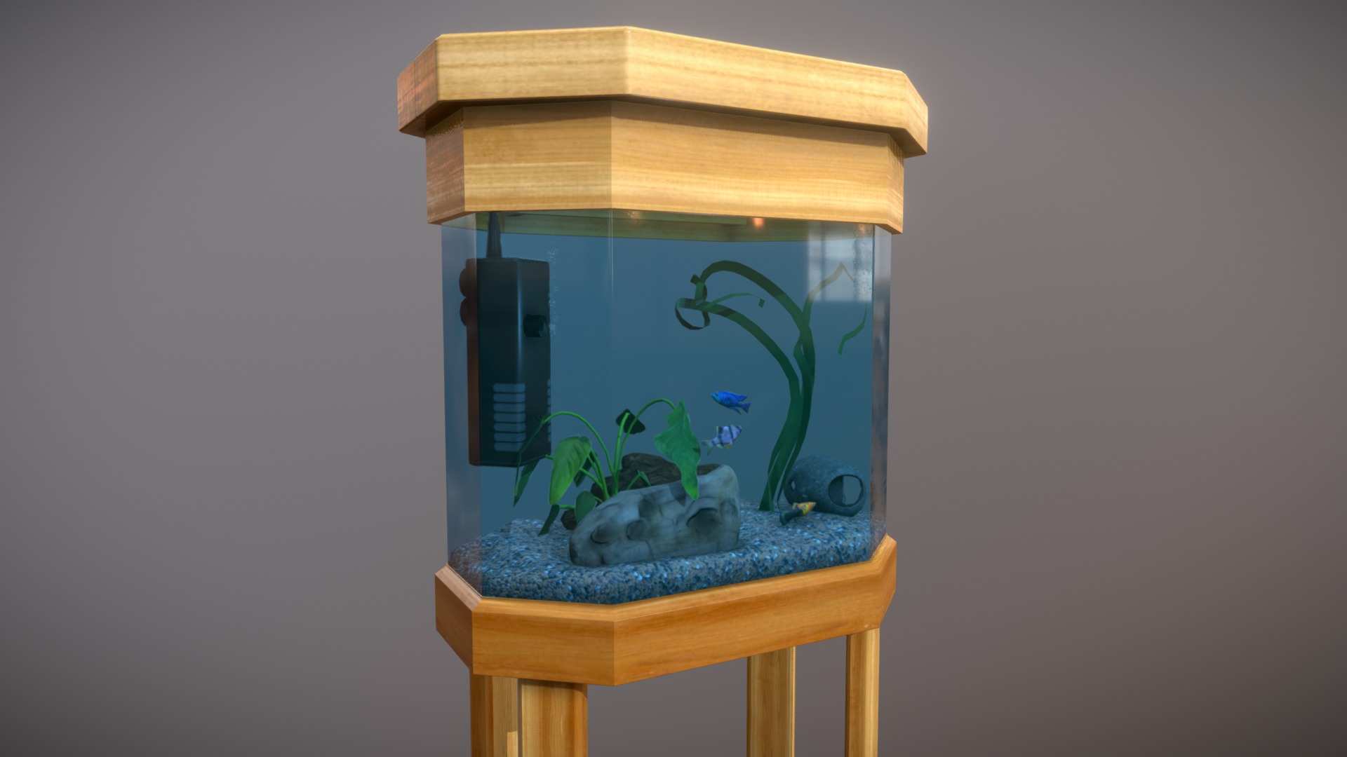 3D model Fish Tank - This is a 3D model of the Fish Tank. The 3D model is about a fish tank with fish in it.