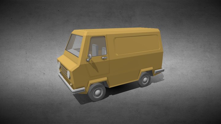 Low-Poly Van car 3D Model