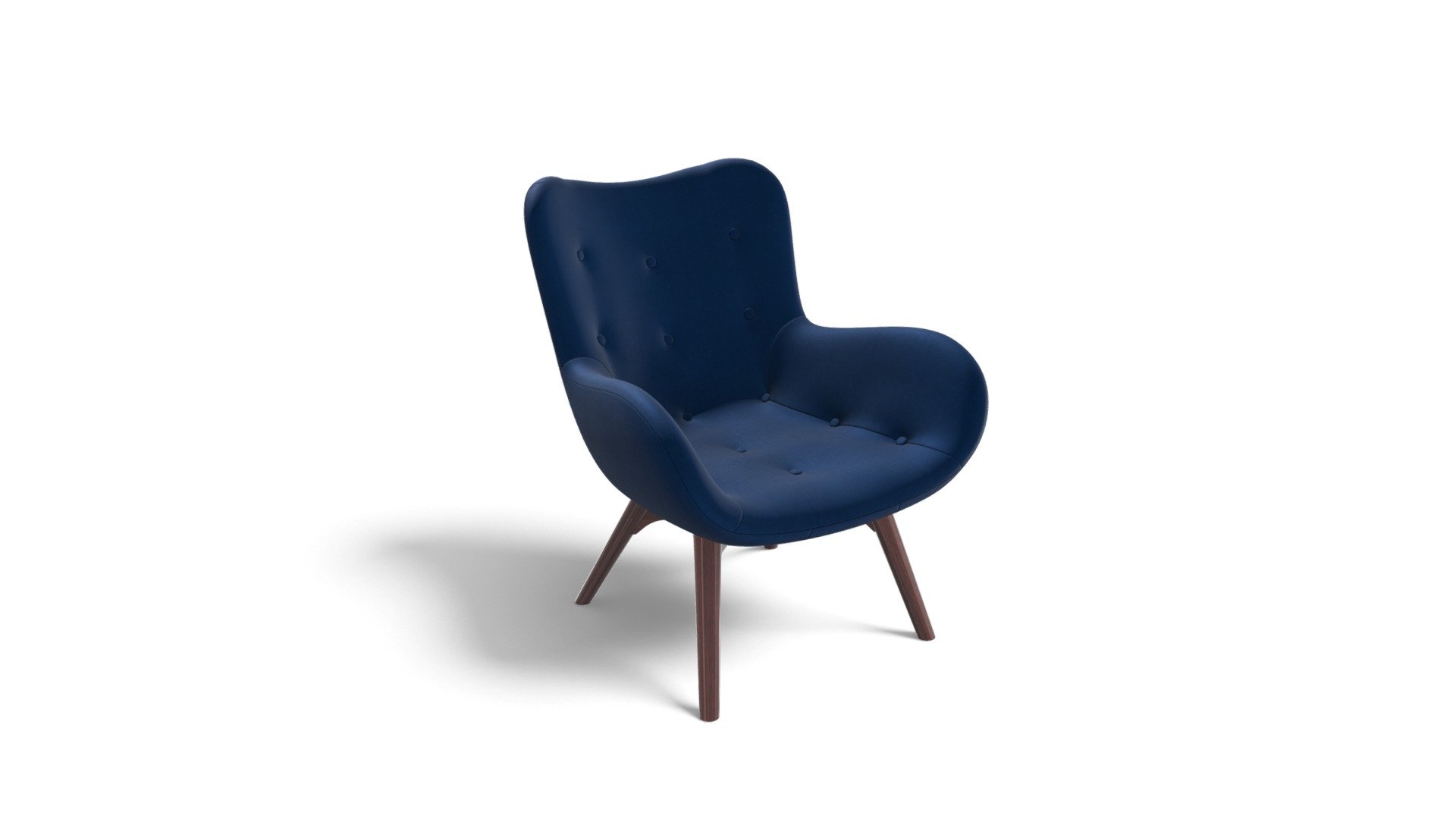 Doris Armchair, Blue Velvet with Dark Wood Legs