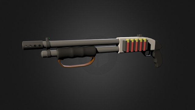 Sawed off pump action shotgun (Mossberg 500) 3D Model