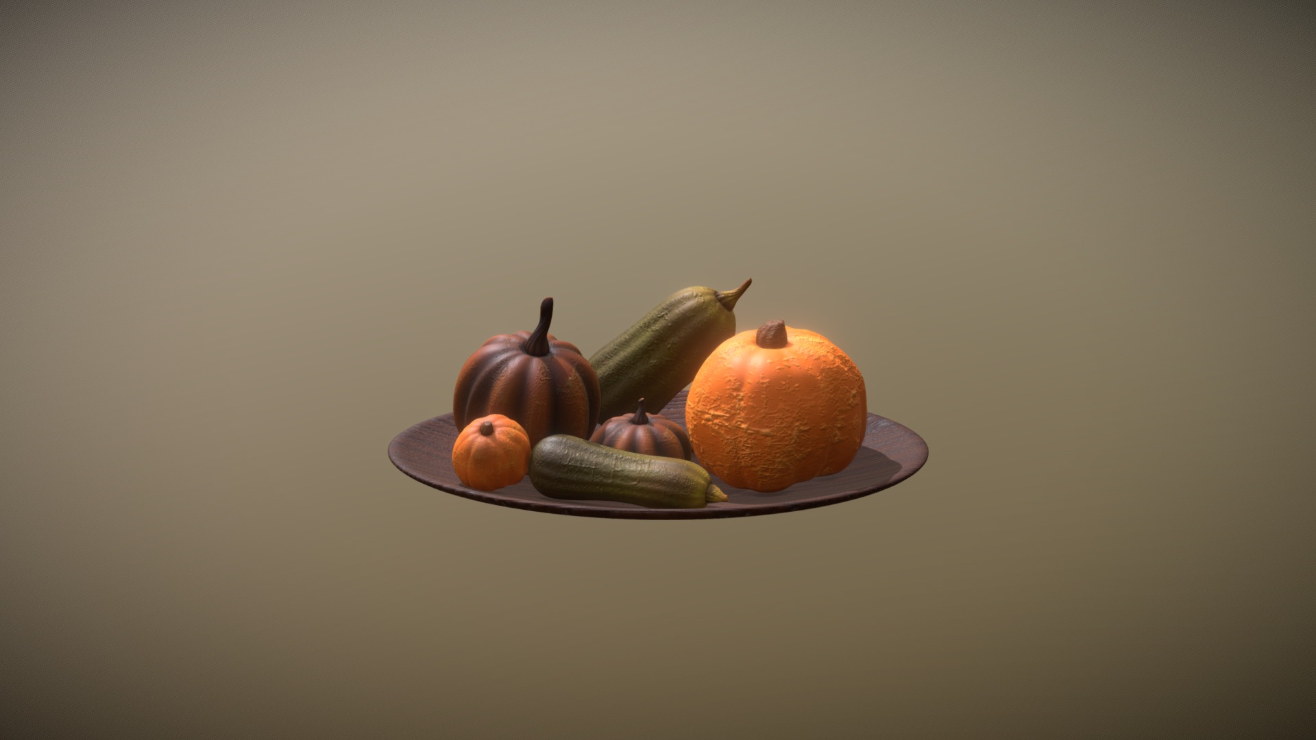 3D model Pumpkins - This is a 3D model of the Pumpkins. The 3D model is about a plate of fruits.