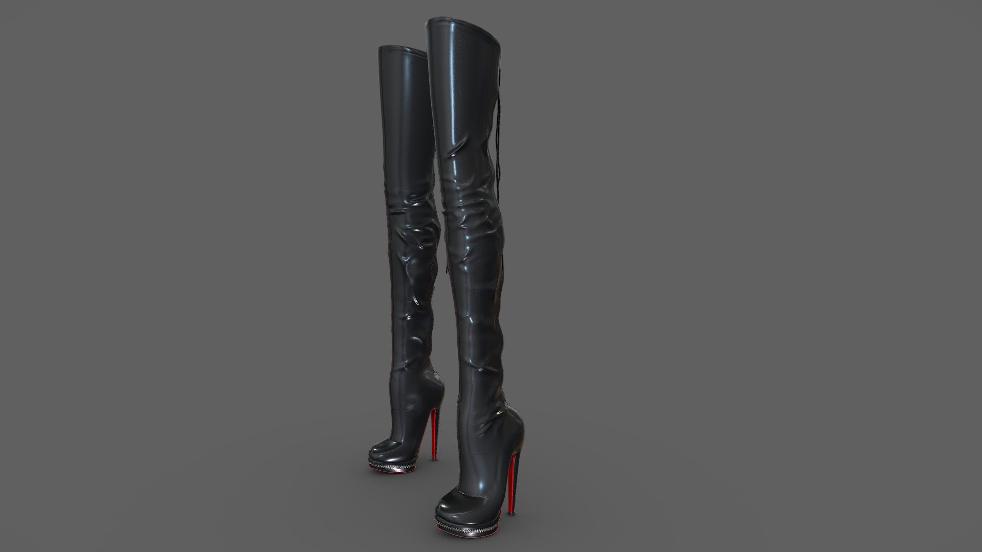 Pro - Louboutin Classic Shoes 3D model High and Low Poly 3D model