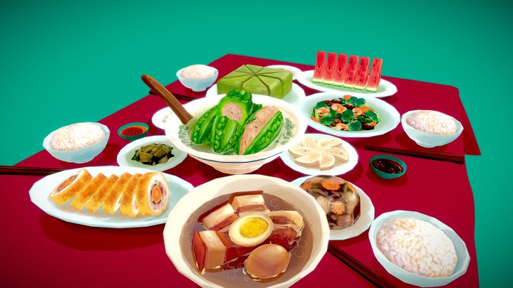 Vietnam New Year Foods 3D Model