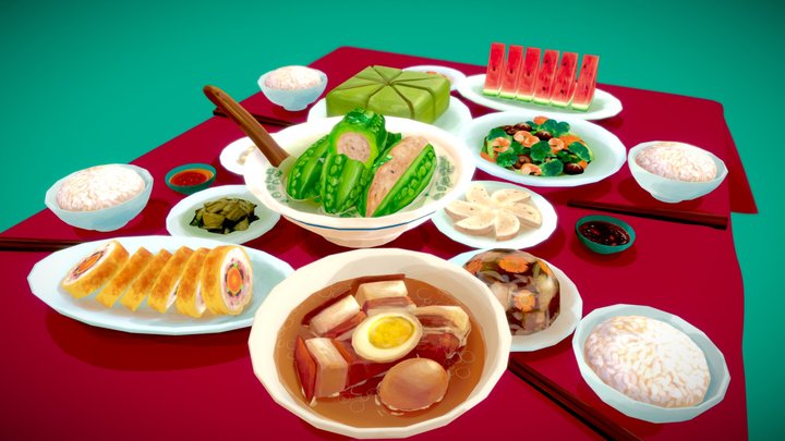 Vietnam New Year Foods 3D Model