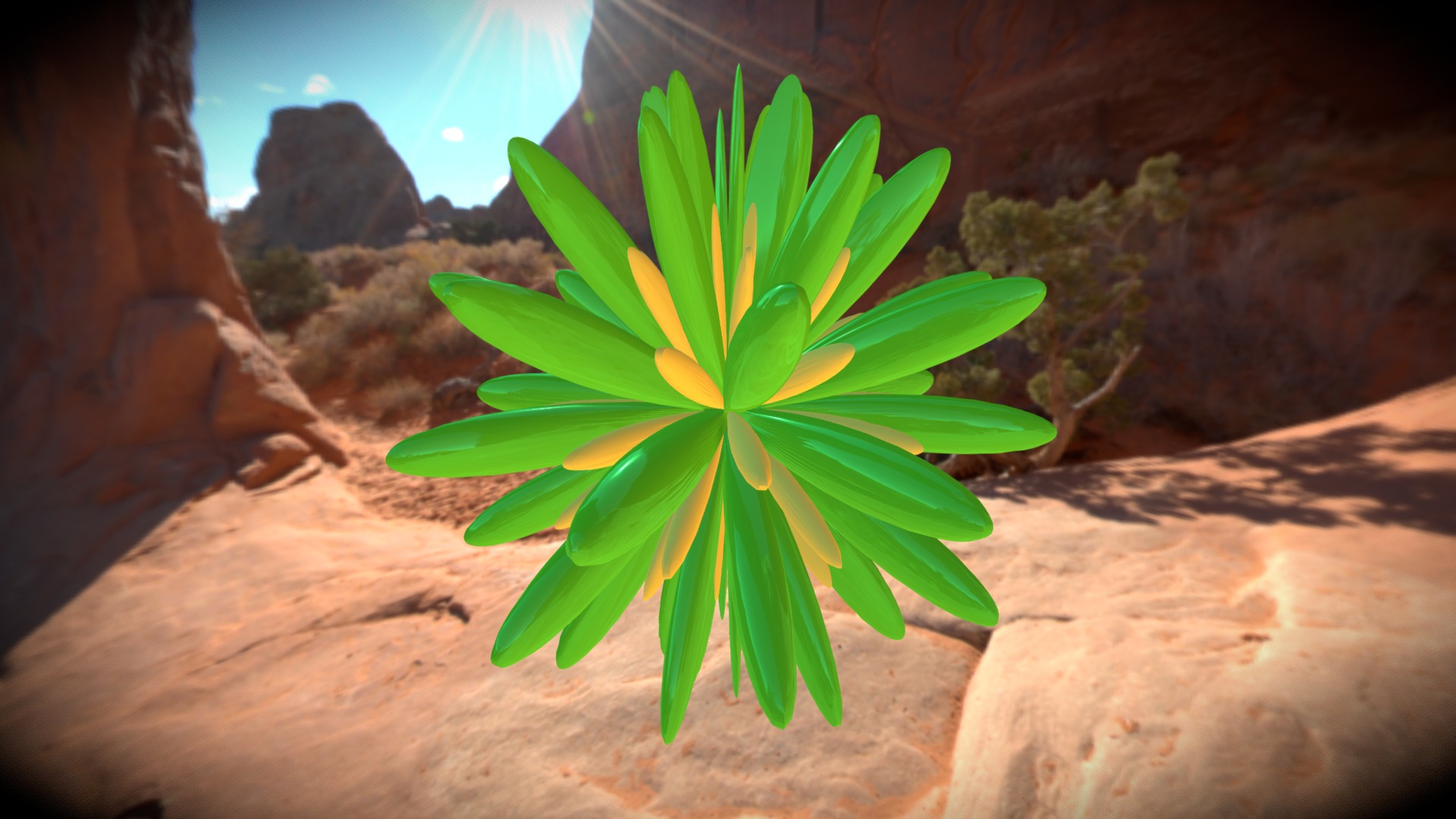 3D model spherical exoflower - This is a 3D model of the spherical exoflower. The 3D model is about a plant in a rocky area.