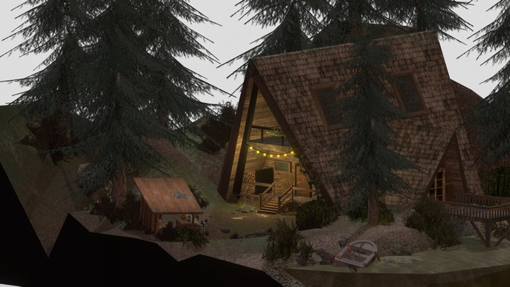 DAE Diorama - Loner's house in the forest 3D Model