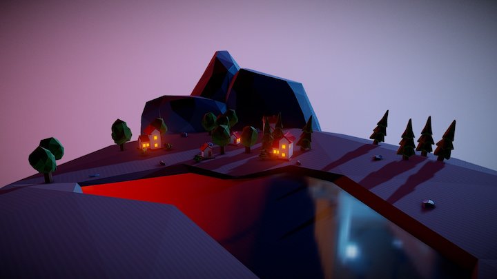 Lowpoly mobile game environment (summer) 3D Model