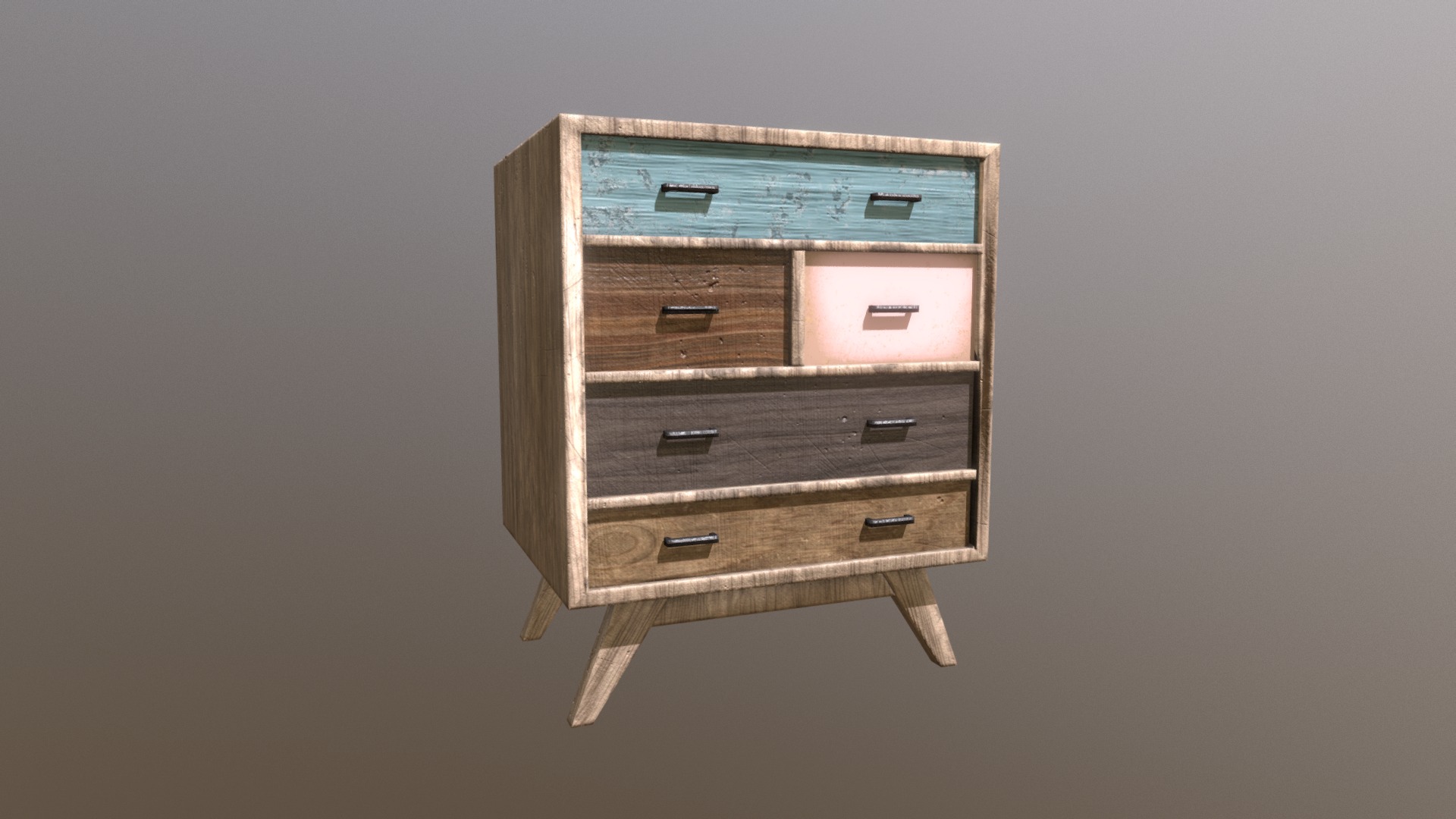 3D model Rustic Wooden Chest - This is a 3D model of the Rustic Wooden Chest. The 3D model is about a wooden box with a couple of drawers.
