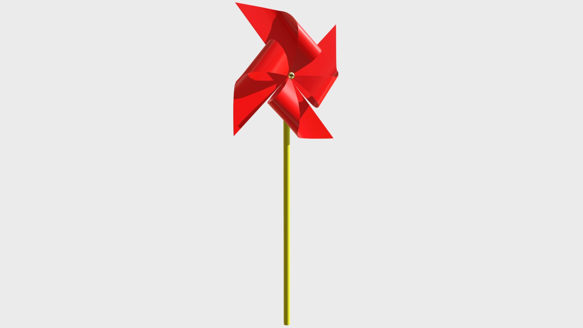 3D model Red pinwheel - This is a 3D model of the Red pinwheel. The 3D model is about a red bow on a green stem.