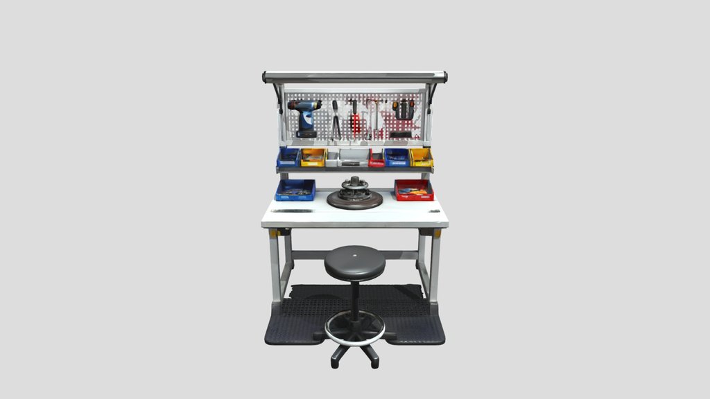 A workbench with tools