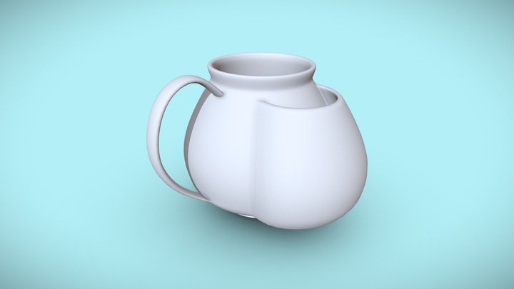 White Tea Pot Ceramic 3D Model