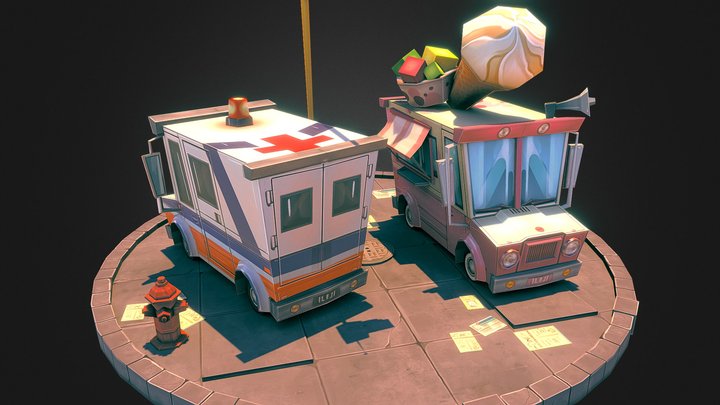 Ice Cream and Ambulance 3D Model
