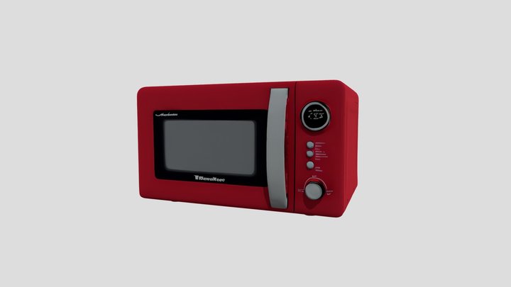 Red Microwave – PBR 3D Model | Kitchen Appliance