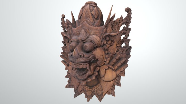 Barong Wooden Indonesian Mask 3D Model