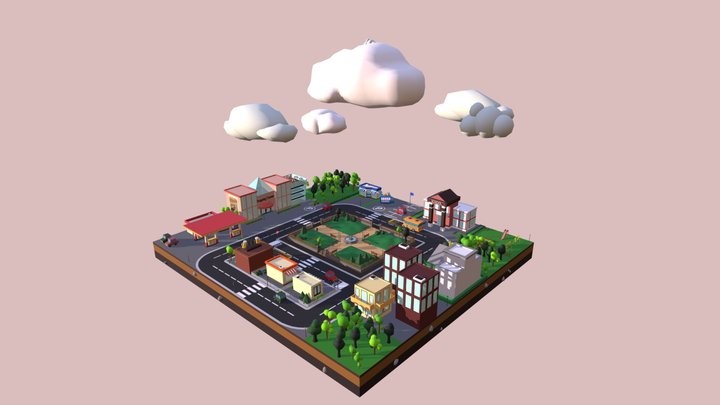 Low Poly City 3D Model