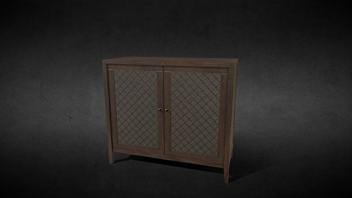 Cabinet With Glass Pattern Windows 3D Model