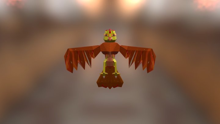 Red Crest Bird 3D Model