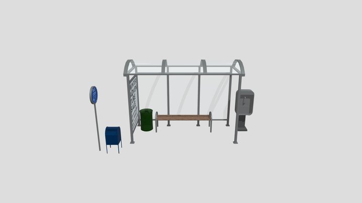 GAME READY BUS STOP ASSET PACK – Free 3D Model STL