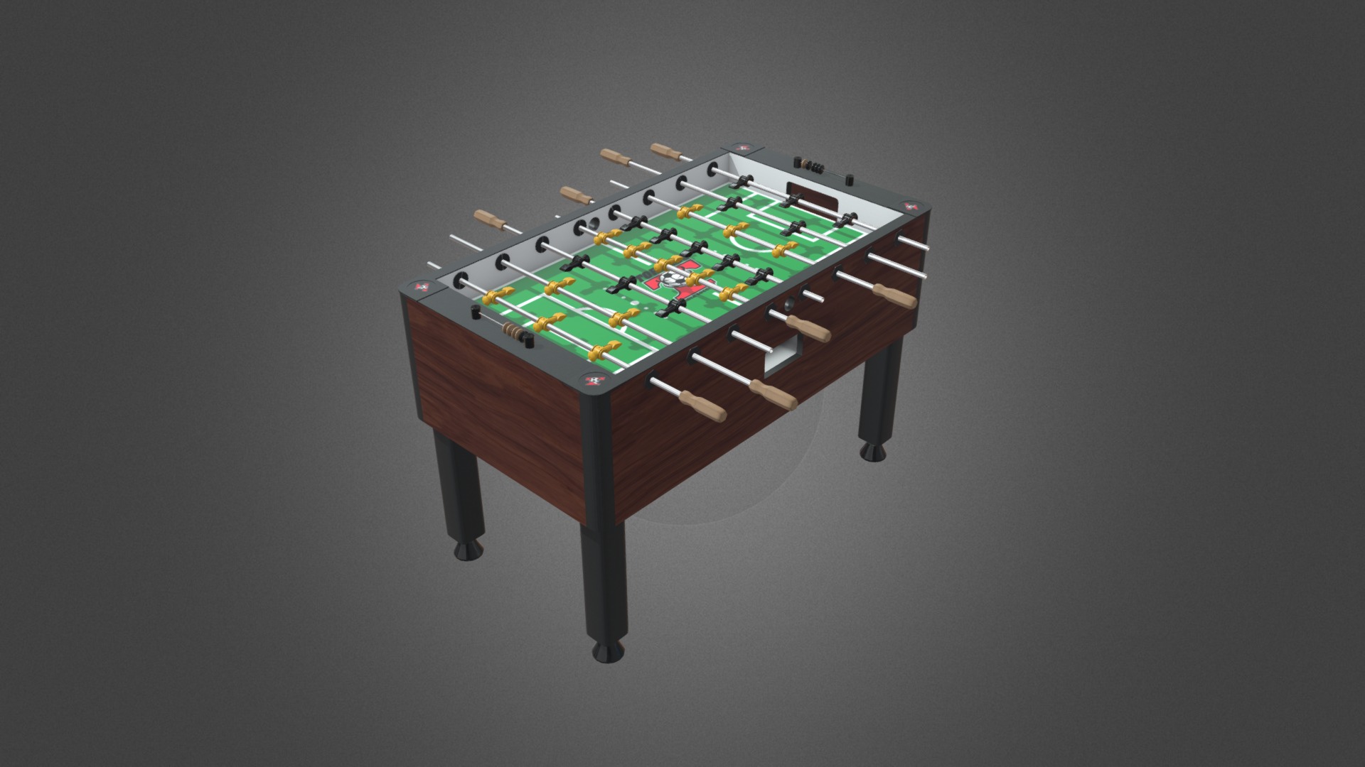 3D model Foosball Table - This is a 3D model of the Foosball Table. The 3D model is about a close-up of a table.