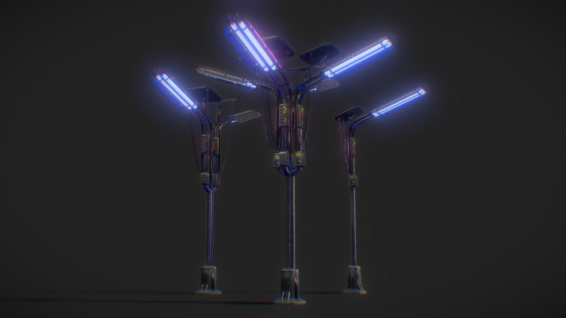 Cyberpunk Street Lights (3 PACK) - Buy Royalty Free 3D model by Jakub  (@jakub.iv) [4a7f505]