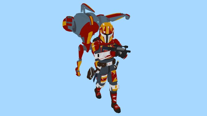 Mandalorian & Battle Droid 3D Model