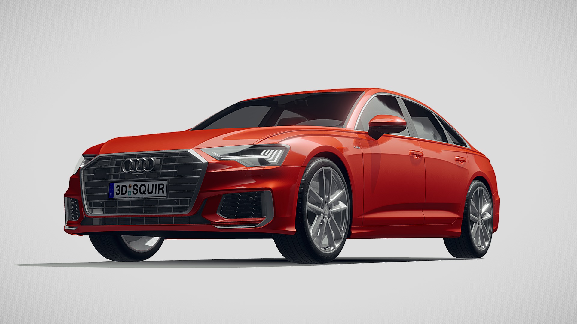 3D model Audi A6 S-Line 2019 - This is a 3D model of the Audi A6 S-Line 2019. The 3D model is about a red sports car.