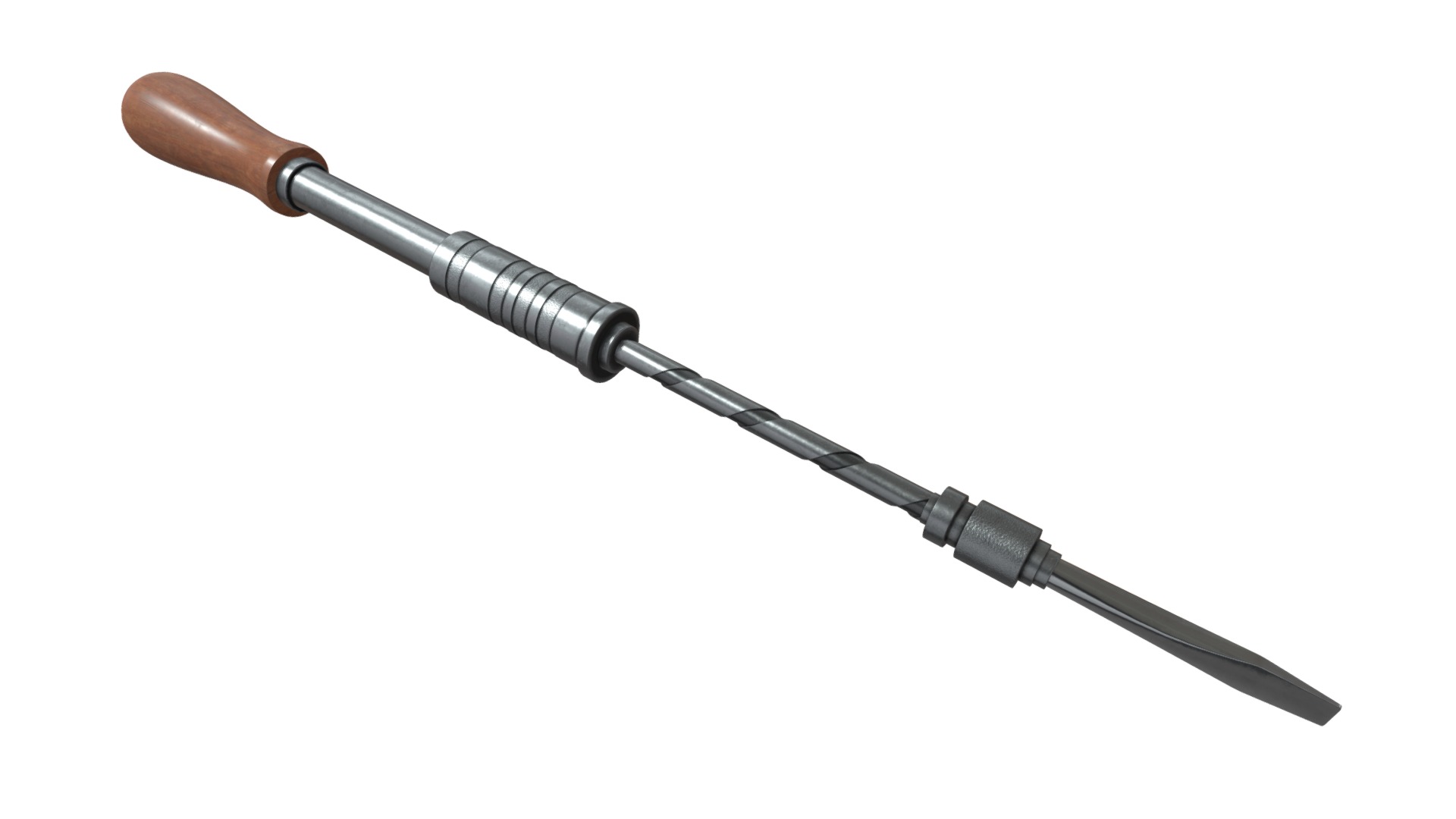 3D model screw driver - This is a 3D model of the screw driver. The 3D model is about a black and silver sword.