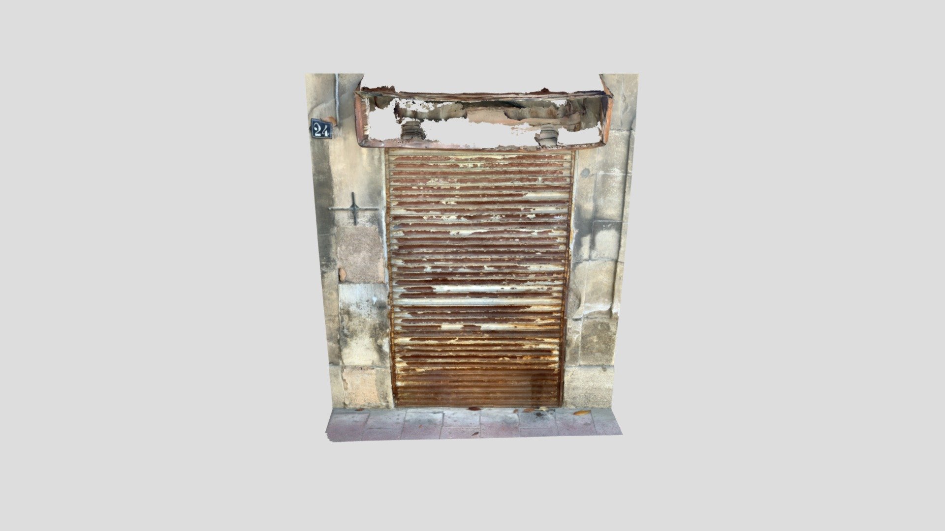 Rusty metal door of a shop