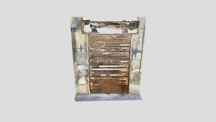 Rusty metal door of a shop 3D Model