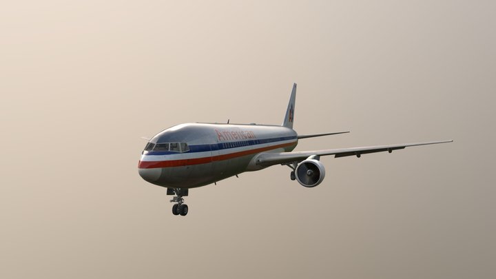 Boeing 767-200 American Airlines (full cockpit) 3D Model
