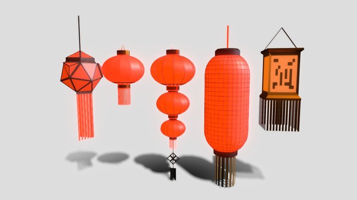 Japanese Lantern pack 3D mode 3D Model
